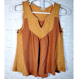 Pol Just Burnt Toffee Waffle Knit Women's Babydoll Tank Top Shirt Size Small